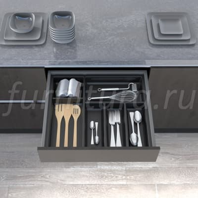 Лоток для столовых приборов для Blum Legrabox в базу 600, черный матовый