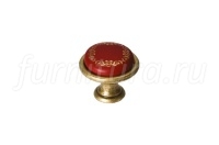 Ручка-кнопка, отделка бронза античная "Флоренция" + керамика "Бордо" (1 винт М4х22 + 1 винт М4х25)