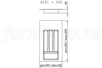 81013N2850M Ёмкость в базу 300-350 для столовых приборов, пластик белый
