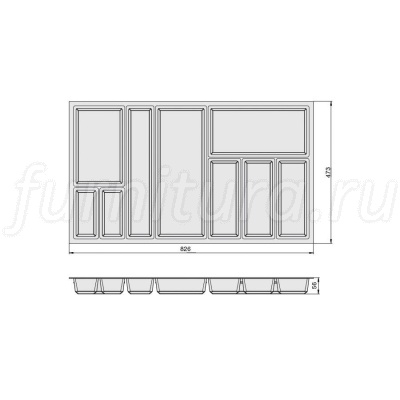 Лоток для столовых приборов для ящиков Blum Legrabox в базу 900мм, черный матовый