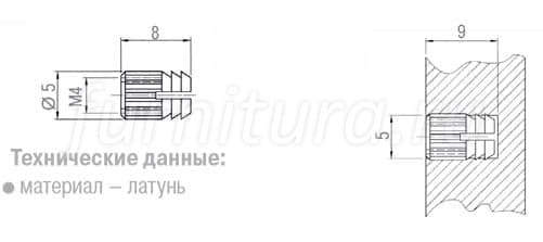 Дюбель мебельный металлический м4