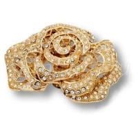 MOB 403 SWA 19 Ручка кнопка в форме розы с кристаллами Swarovski, цвет - глянцевое золото