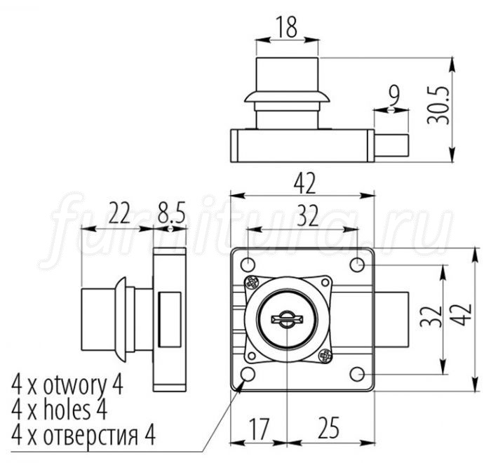 Замок мебельный секретный для ящиков 138