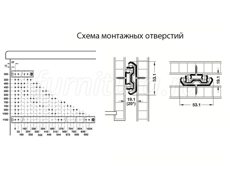 Шариковые направляющие для выдвижных ящиков с доводчиком схема установки