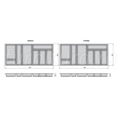 Лоток для столовых приборов для Blum Legrabox в базу 900, черный матовый