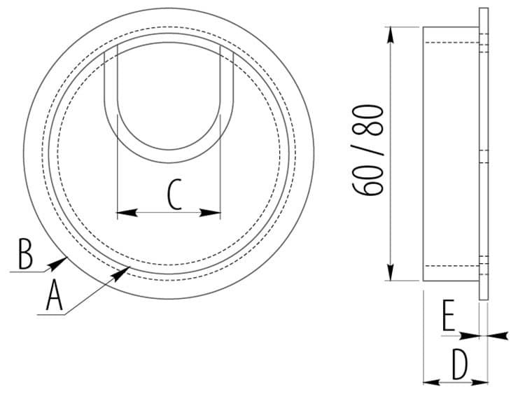 PM-LBFI80-06 Заглушка кабель-канала инокс D-80 мм.