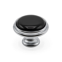 Ручка-кнопка с фарфоровой вставкой P77.07.00.CLG, хром / блестящий черный фарфор, 35мм, Giusti